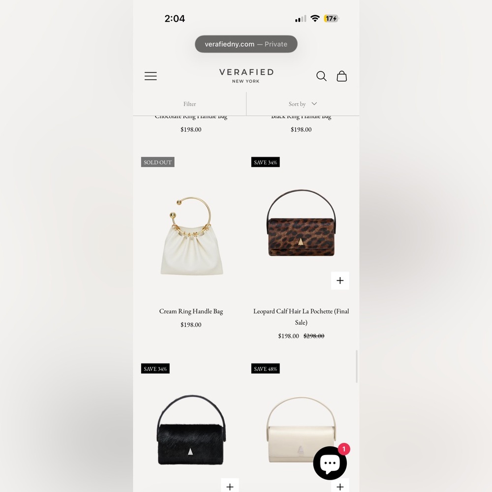 Verafied New York Cream Ring Handle Bag
